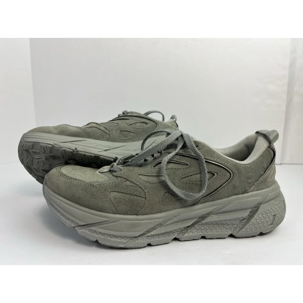 HOKA ONE ONE Clifton L Suede Gray Trail Men's 7.5 / W 8.5 Running Shoes 1122571